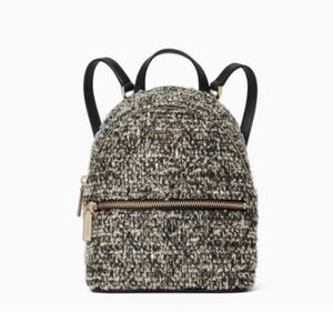 Kate Spade Natalia Tweed Mini Convertible Backpack with Leather Trim 90s Preppy